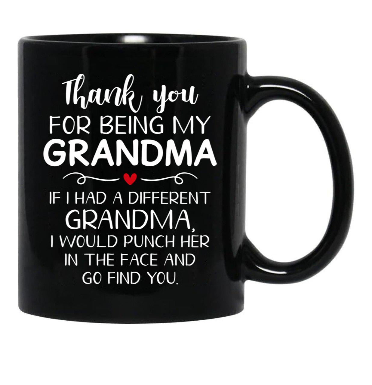 Thank You For Being My Grandma Black Gift Coffee Mug - Black