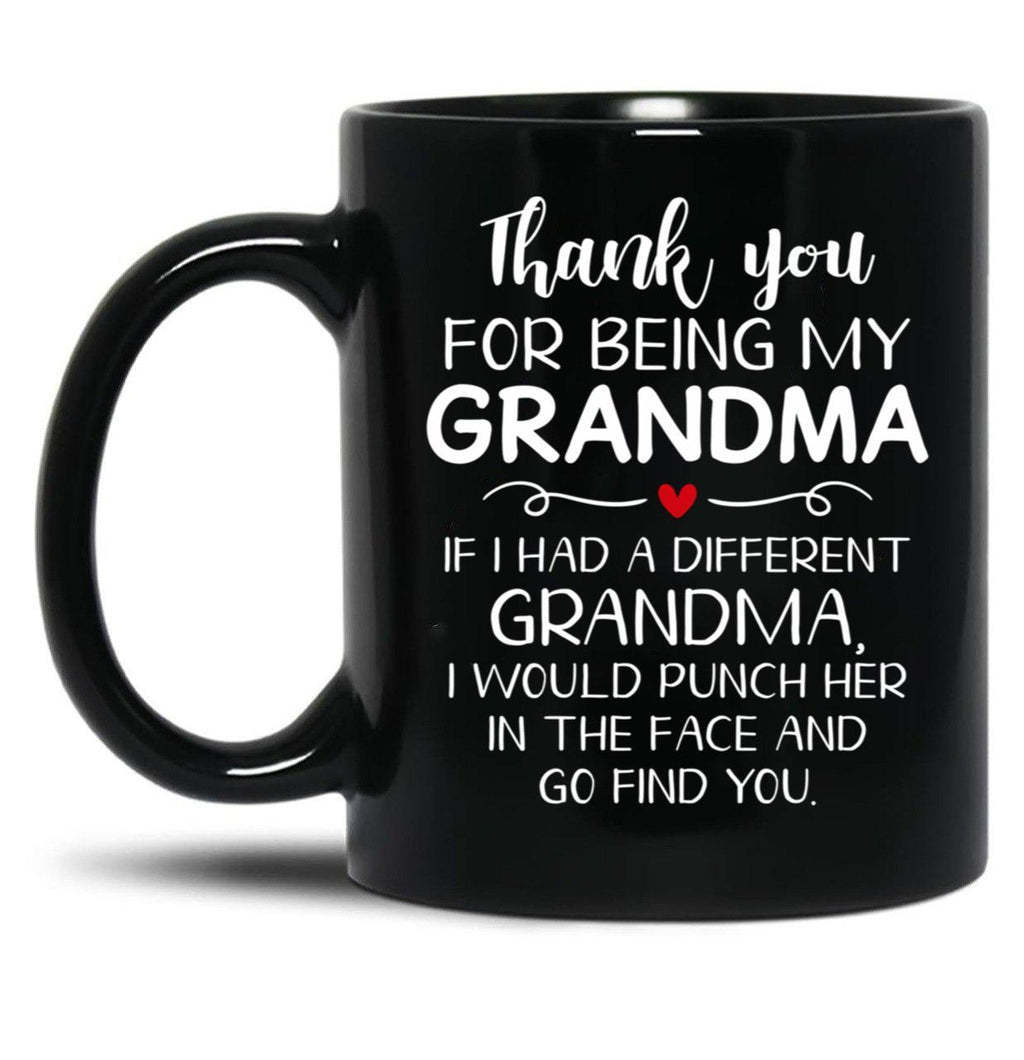 Thank You For Being My Grandma Black Gift Coffee Mug
