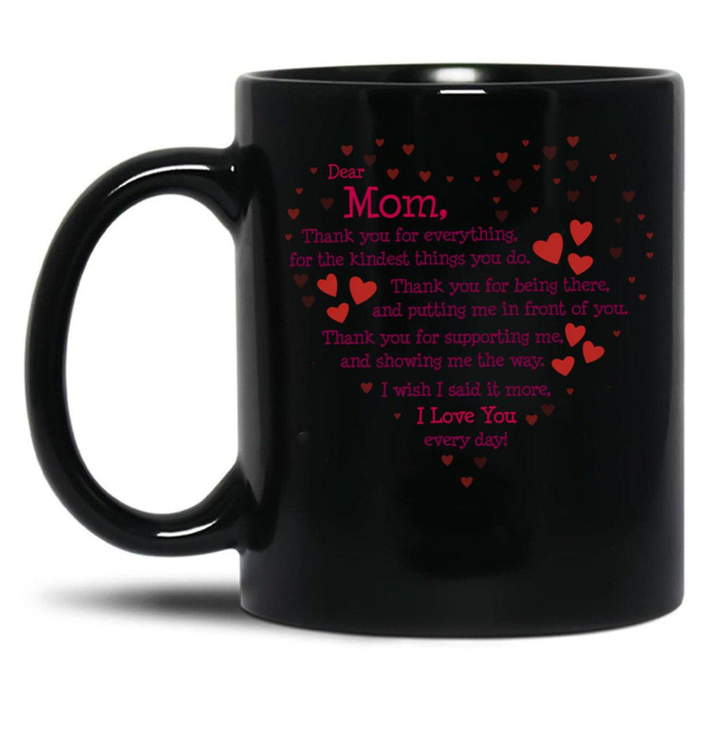 Thank You Mom I Love You Black Gift Coffee Mug