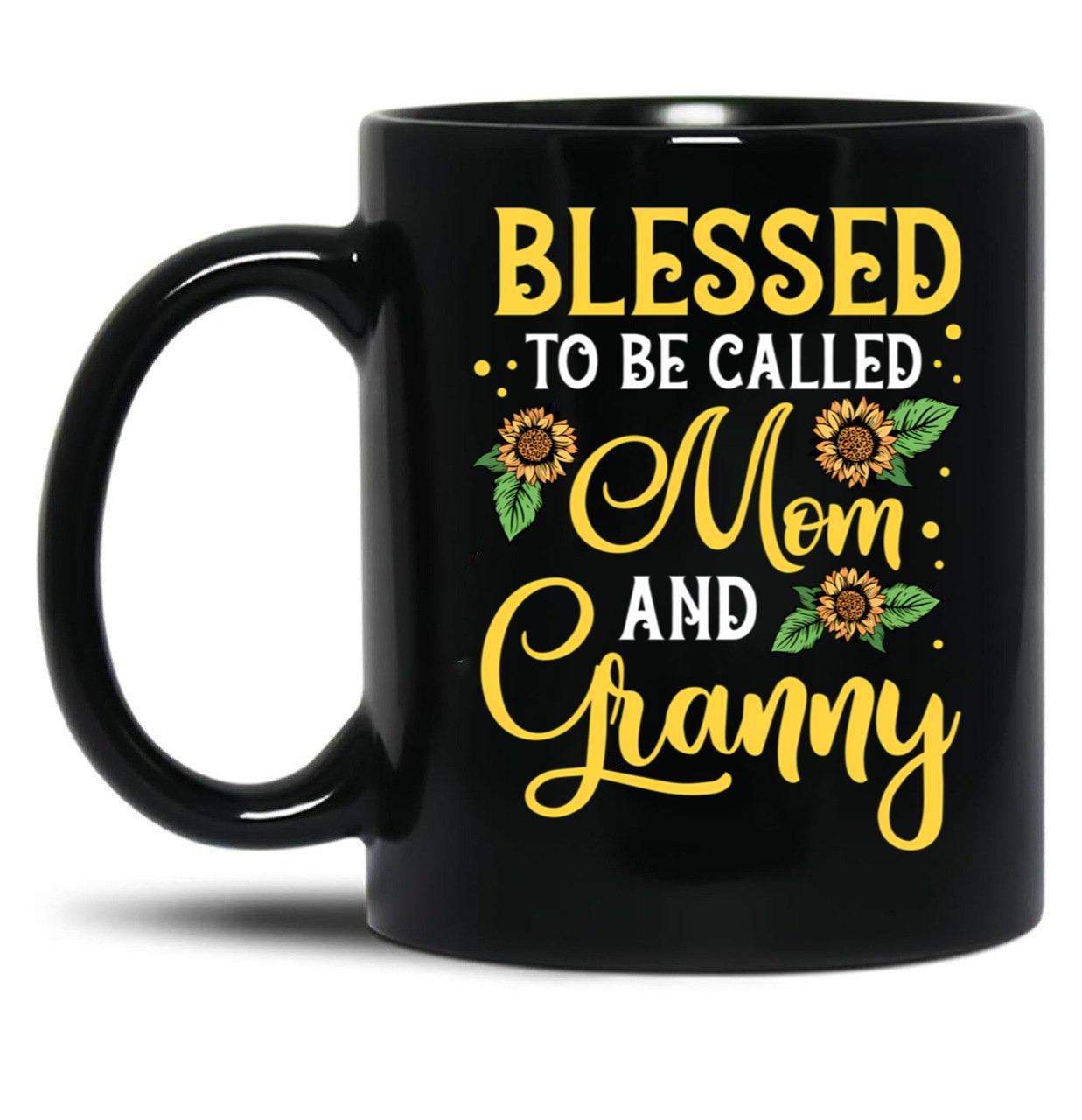 Thanksgiving Sunflower Blessed Mom And Granny Gift Black Gift Coffee Mug