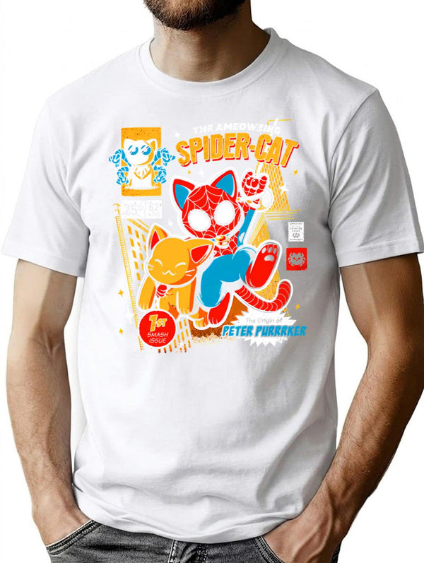 The Ameozing Spider Cat Tshirt - Spider Cat Hoodies - Spider Cat T-Shirt for Men & Women, T-Shirts Graphic Tee - White