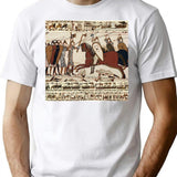 The Bayeux Tapestry Battle Of Hastings Norman Knights Combatting Horseback T-Shirt for Men & Women, T-Shirts Graphic Tee - White
