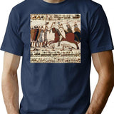 The Bayeux Tapestry Battle Of Hastings Norman Knights Combatting Horseback T-Shirt for Men & Women, T-Shirts Graphic Tee - Navy