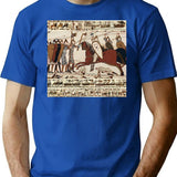 The Bayeux Tapestry Battle Of Hastings Norman Knights Combatting Horseback T-Shirt for Men & Women, T-Shirts Graphic Tee - Blue
