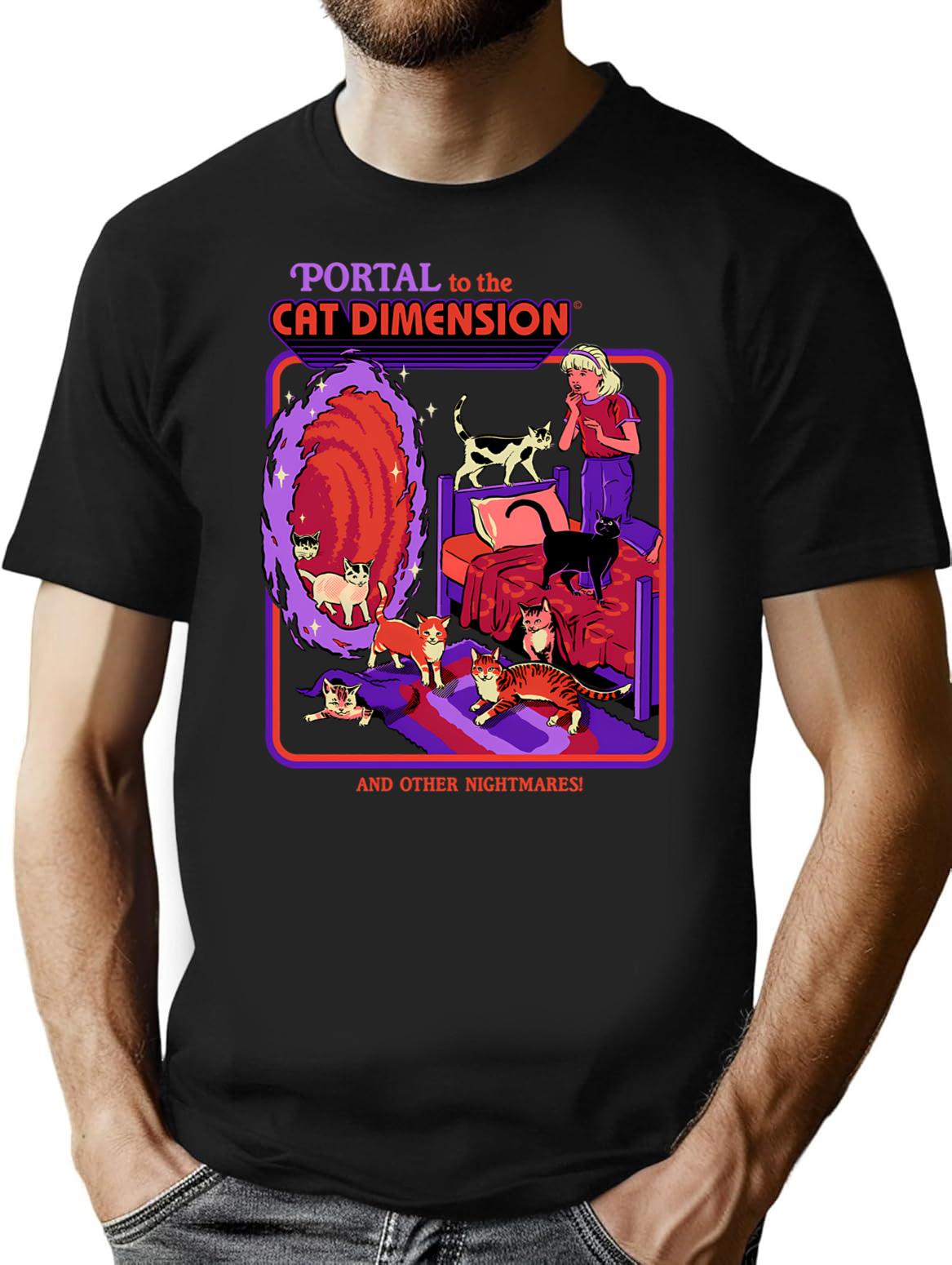 The Cat Dimension T-Shirt for Men & Women, T-Shirts Graphic Tee - Black