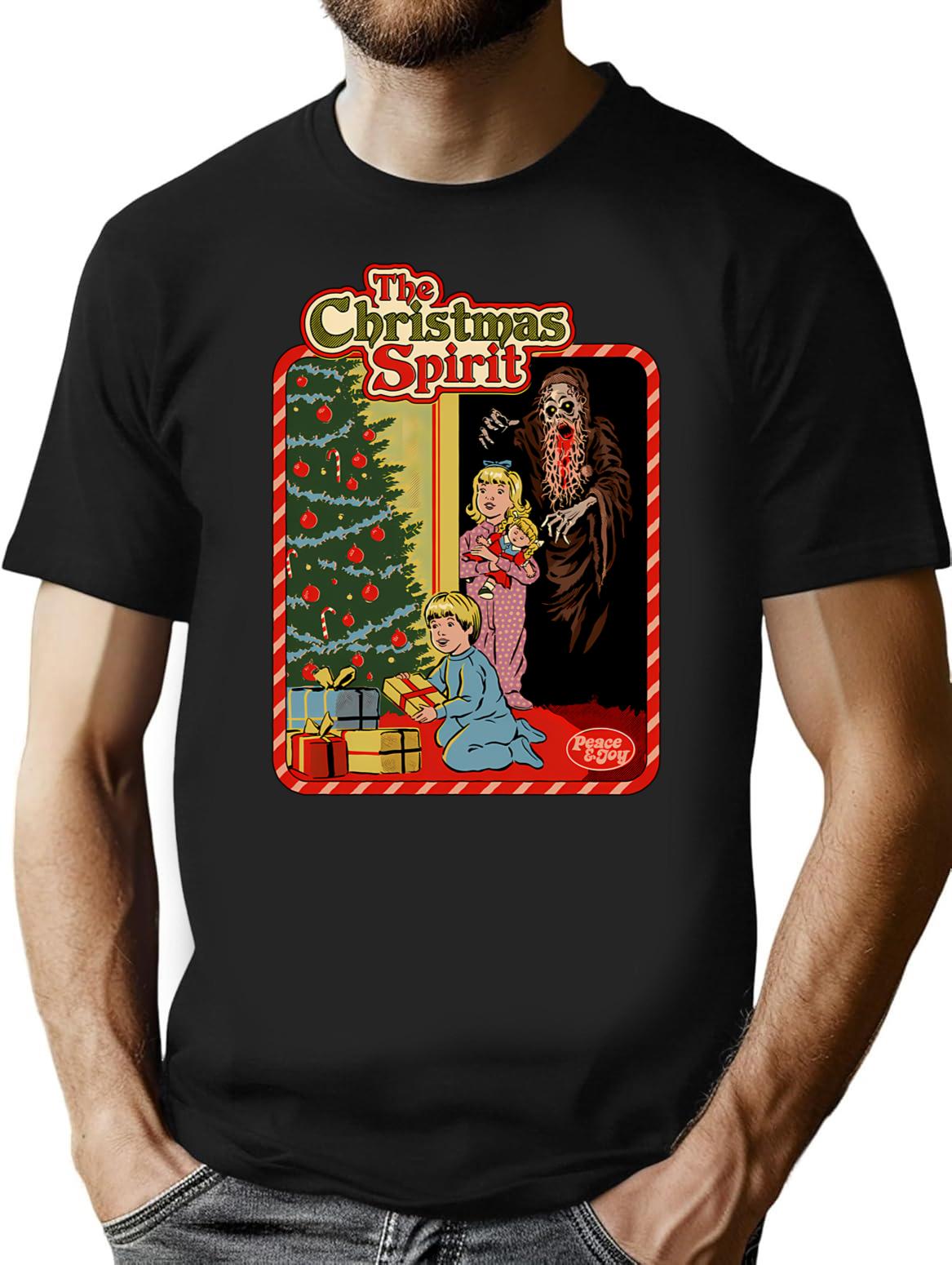 The Christmas Spirit T-Shirt for Men & Women, T-Shirts Graphic Tee - Black