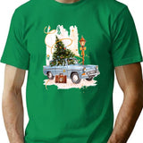The Christmas Tree In The Car T-Shirt for Men & Women, T-Shirts Graphic Tee - Green