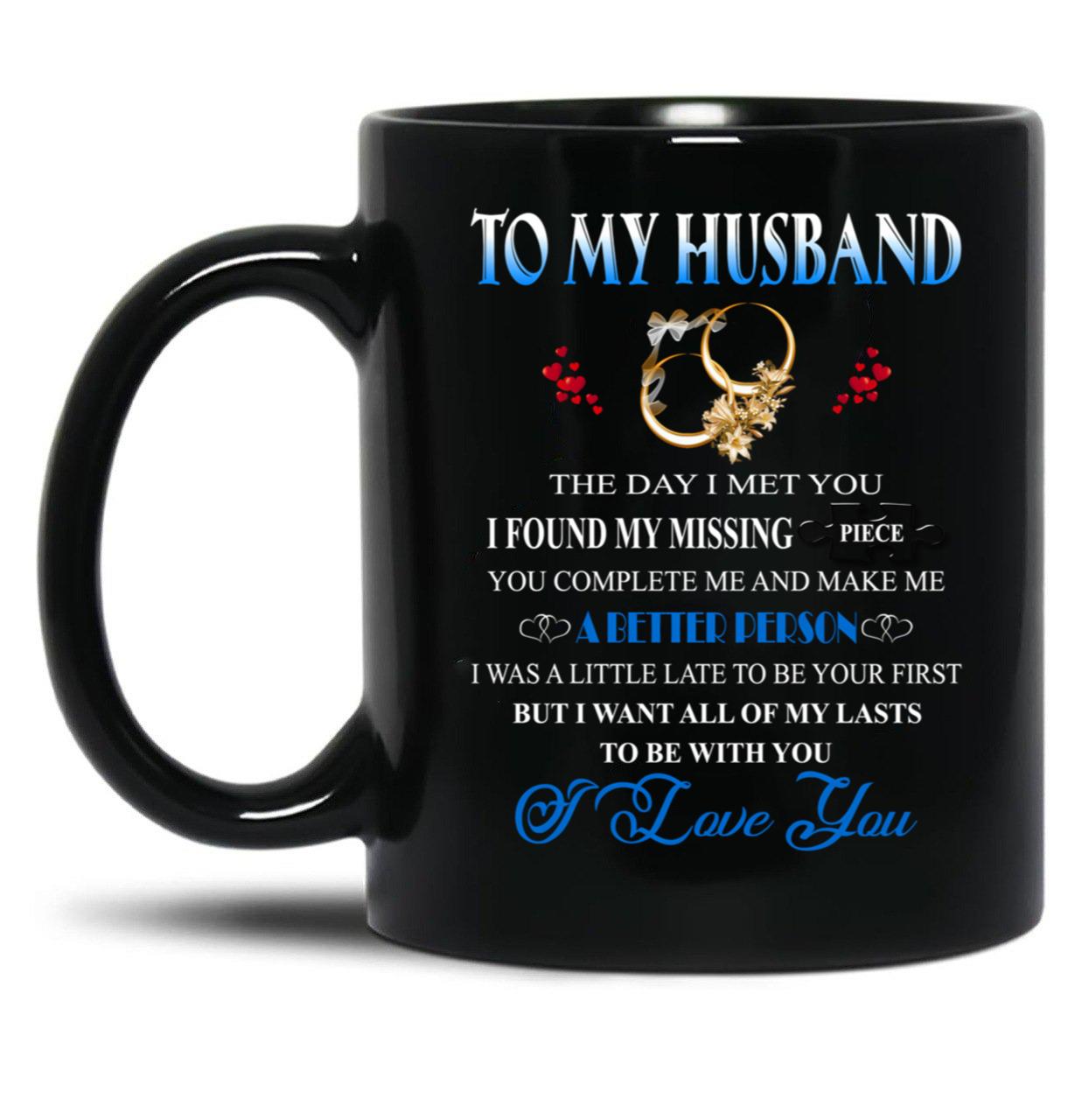 The Day I Met You My Husband (Bk) Black Gift Coffee Mug