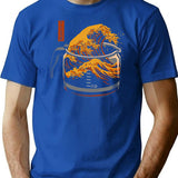 The Great Wave Of Coffee T-Shirt for Men & Women, T-Shirts Graphic Tee - Blue