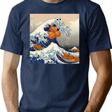 The Great Wave Off Kanagawa Cookie T-Shirt for Men & Women, T-Shirts Graphic Tee - Navy