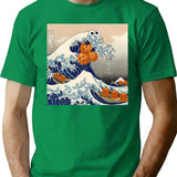The Great Wave Off Kanagawa Cookie T-Shirt for Men & Women, T-Shirts Graphic Tee - Green