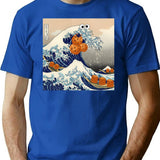 The Great Wave Off Kanagawa Cookie T-Shirt for Men & Women, T-Shirts Graphic Tee - Blue