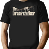 The Groovefather Vintage Drummer Design T-Shirt for Men & Women, T-Shirts Graphic Tee - Black