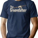 The Groovefather Vintage Drummer Design T-Shirt for Men & Women, T-Shirts Graphic Tee - Navy