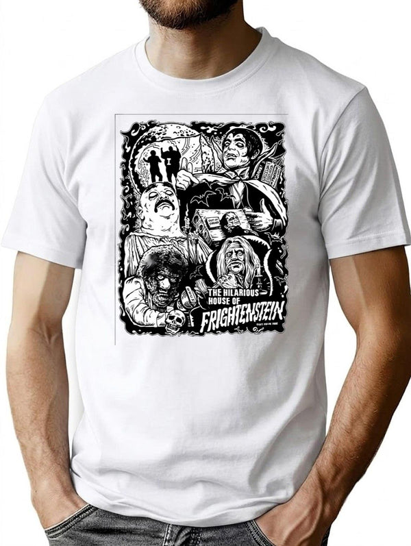 The Hilarious House Of Frightenstein T-Shirt for Men & Women, T-Shirts Graphic Tee - White