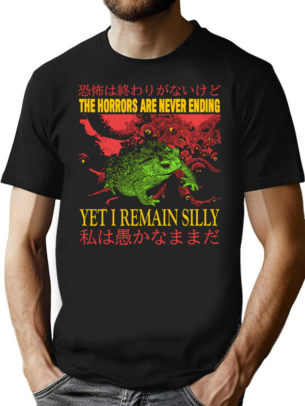 The Horrors Japanese Vintage Frog T-Shirt for Men & Women, T-Shirts Graphic Tee - Black
