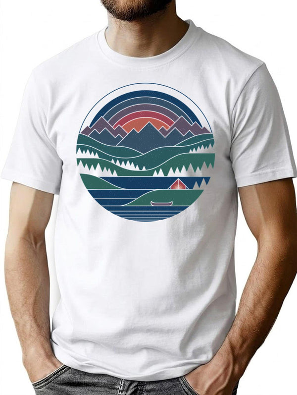 The Lake At Twilight T-Shirt for Men & Women, T-Shirts Graphic Tee - White
