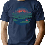 The Lake At Twilight T-Shirt for Men & Women, T-Shirts Graphic Tee - Navy