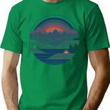 The Lake At Twilight T-Shirt for Men & Women, T-Shirts Graphic Tee - Green
