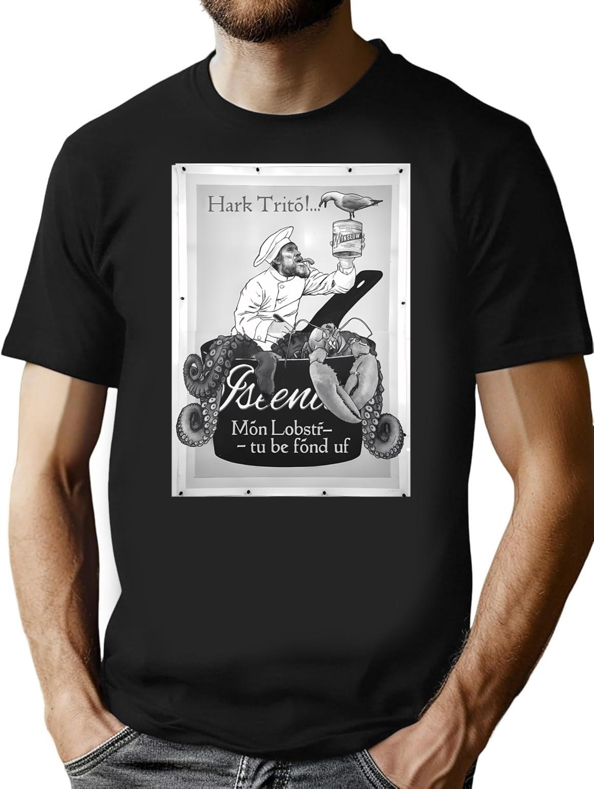 The Lighthouse Vintage Canned Lobster Poster ( Yer Fond Of Me Lobster ) T-Shirt for Men & Women, T-Shirts Graphic Tee - Black