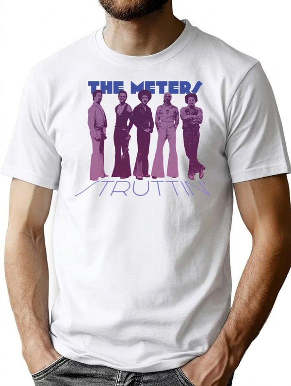 The Meters Struttin T-Shirt for Men & Women, T-Shirts Graphic Tee - White