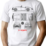 The Mga Sports Car Blueprint T-Shirt for Men & Women, T-Shirts Graphic Tee - White