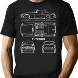The Mgb Blueprint T-Shirt for Men & Women, T-Shirts Graphic Tee - Black