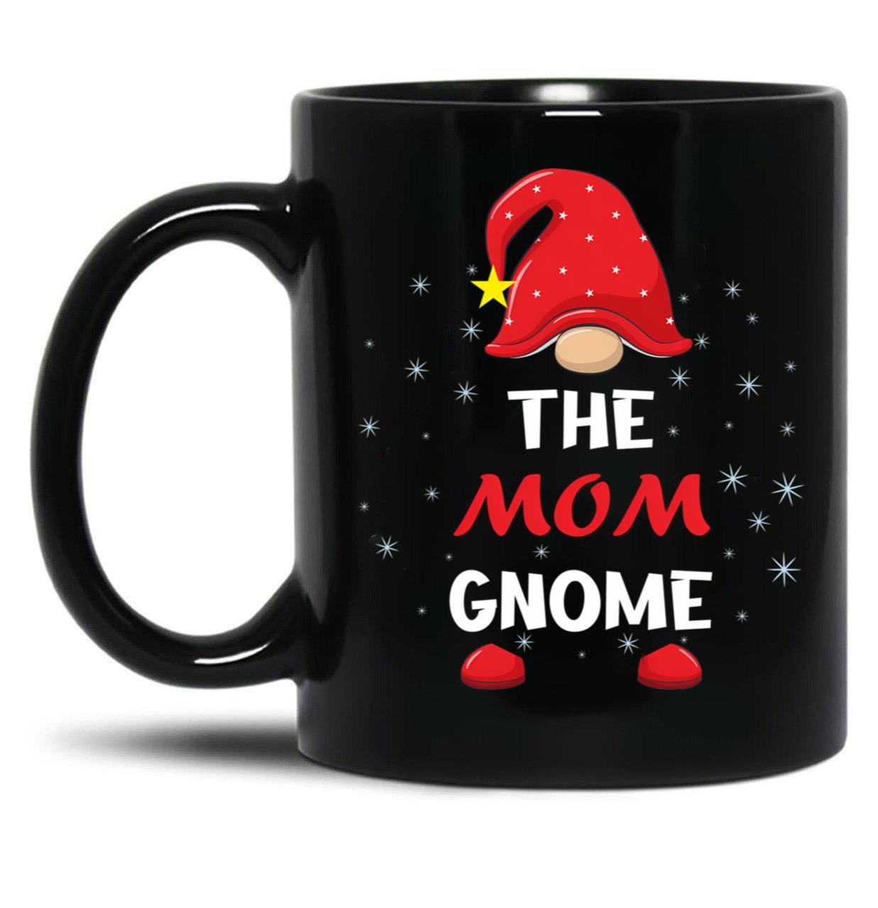 The Mom Gnome Christmas Matching Family Xmas Gnome (1) Black Gift Coffee Mug