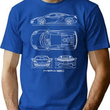 The Mp4-12C Blueprint T-Shirt for Men & Women, T-Shirts Graphic Tee - Blue