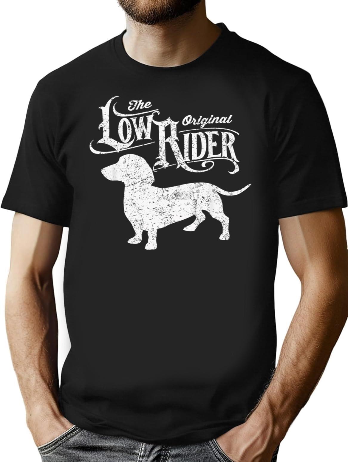 The Original Low Rider Dachshund Dog Funny Dachshund T-Shirt for Men & Women, T-Shirts Graphic Tee - Black