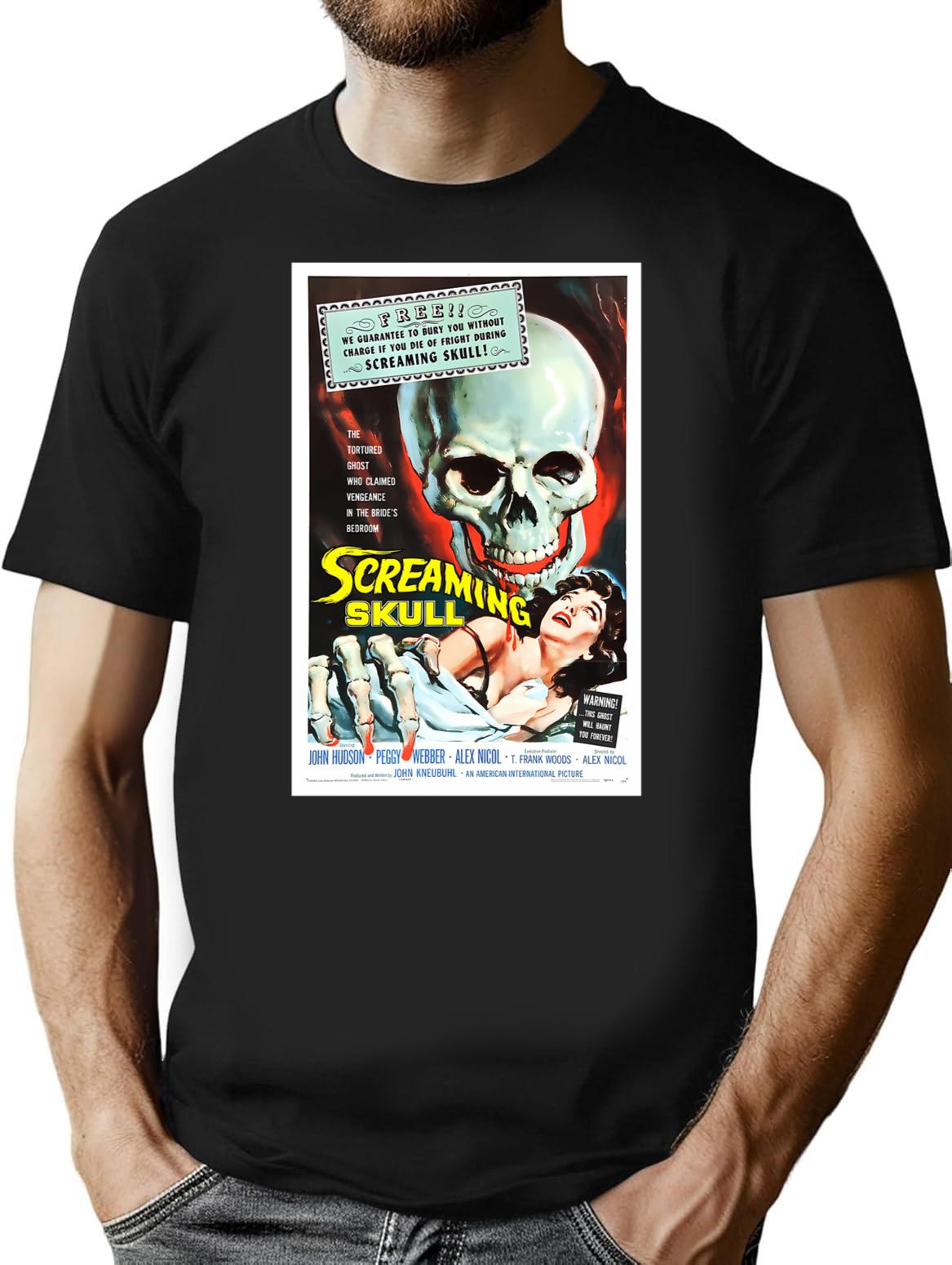 The Screaming Skull T-Shirt for Men & Women, T-Shirts Graphic Tee - Black