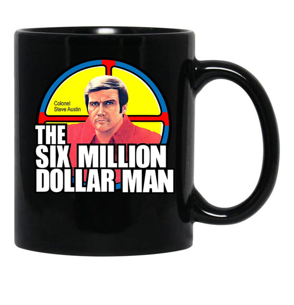 The Six Million Dollar Man Logo Vintage Black Coffee Mug, Gift Coffee Mug - Black