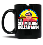 The Six Million Dollar Man Logo Vintage Black Coffee Mug, Gift Coffee Mug
