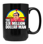 The Six Million Dollar Man Logo Vintage Black Coffee Mug, Gift Coffee Mug