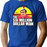 The Six Million Dollar Man Logo Vintage Premium Heavyweight Cotton T-Shirt - Blue