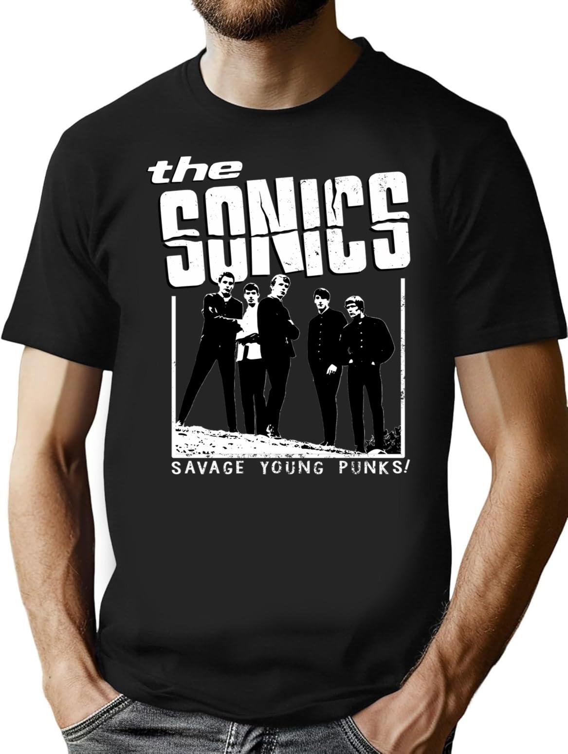 The Sonics - White T-Shirt for Men & Women, T-Shirts Graphic Tee - Black