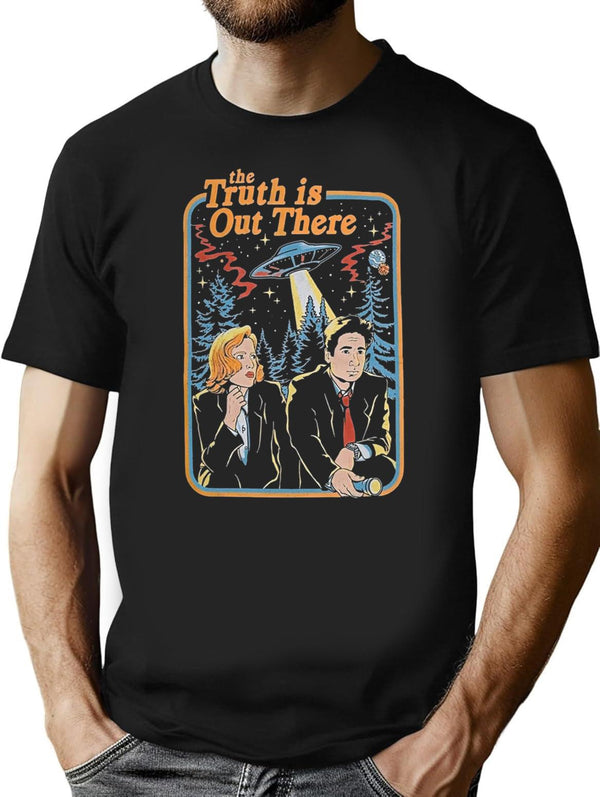The Truth Is Out There - X Files Funny Classic Premium Heavyweight Cotton T-Shirt - Black