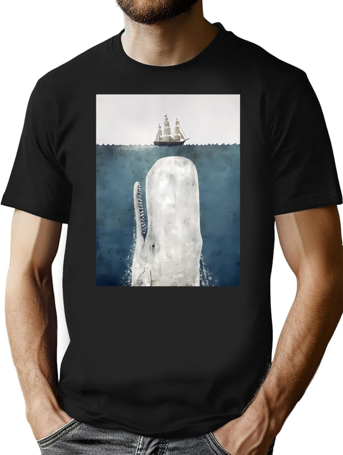 The White Whale T-Shirt for Men & Women, T-Shirts Graphic Tee - Black