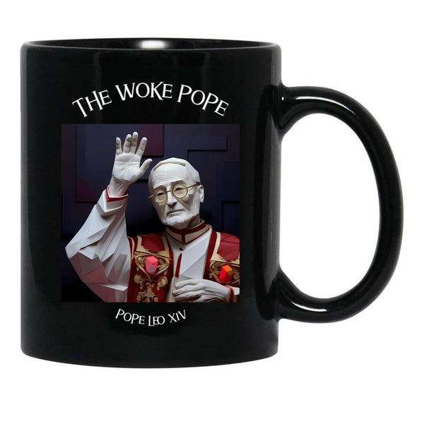 The Woke Pope Leo Xiv Feminist Black Coffee Mug - Black