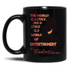 The World Is A Stage The Radio Demon Hazbin Hotel Black Coffee Mug Black Coffee Mug, Gift Coffee Mug