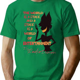 The World Is A Stage The Radio Demon Hazbin Hotel Black Premium Heavyweight Cotton T-Shirt - Green