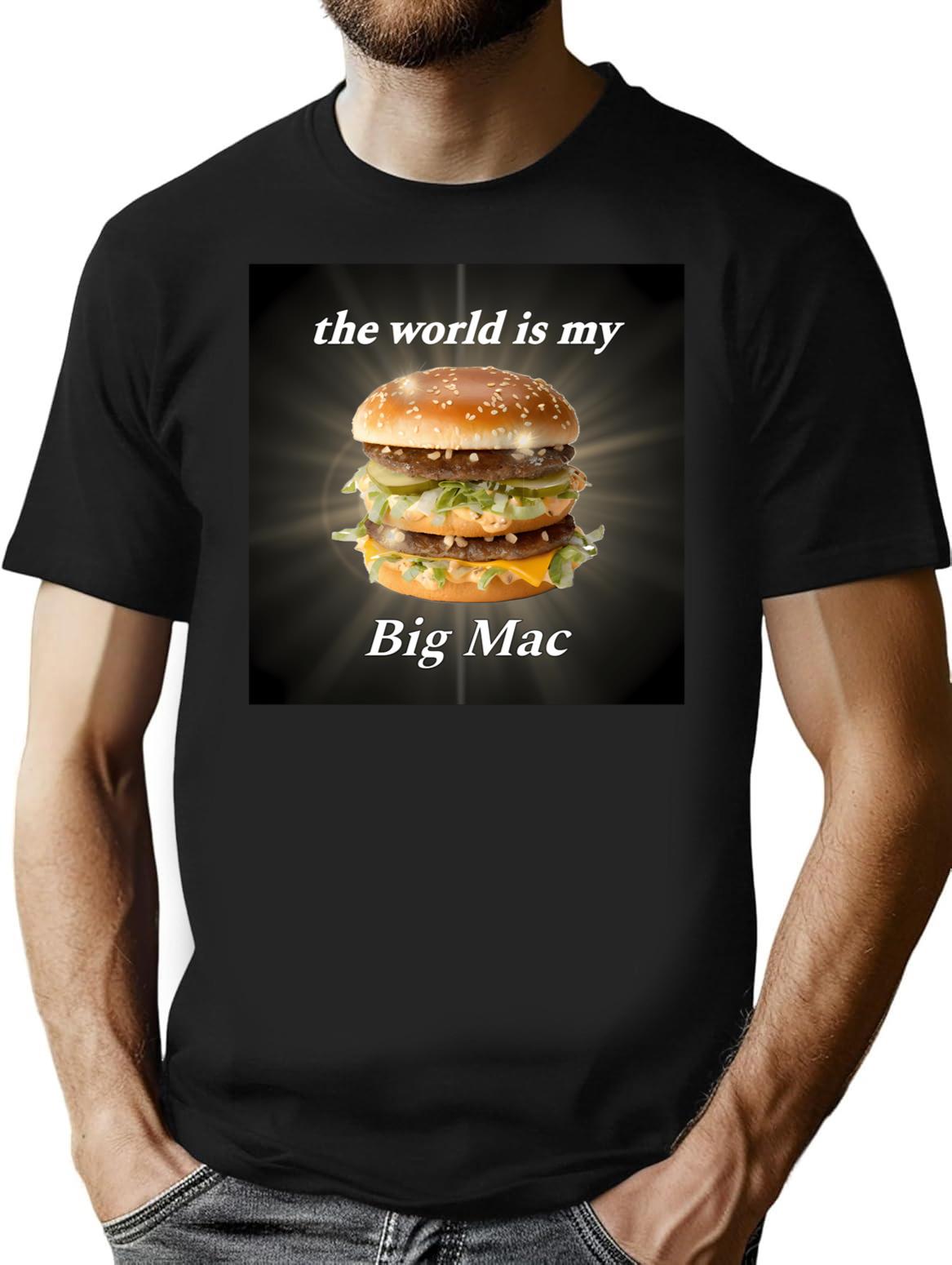 The World is My Big Mac Premium Heavyweight Cotton T-Shirt - Black