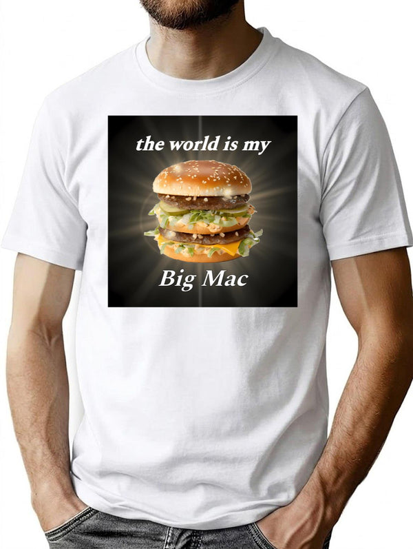The World is My Big Mac Premium Heavyweight Cotton T-Shirt - White