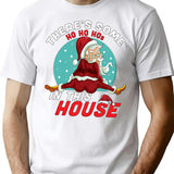 There'S Some Ho Ho Hos In This House Christmas Santa Claus T-Shirt for Men & Women, T-Shirts Graphic Tee - White