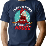 There'S Some Ho Ho Hos In This House Christmas Santa Claus T-Shirt for Men & Women, T-Shirts Graphic Tee - Navy