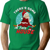 There'S Some Ho Ho Hos In This House Christmas Santa Claus T-Shirt for Men & Women, T-Shirts Graphic Tee - Green