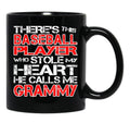 There'S This Baseball Player Who Stole My Heart He Calls Me Grammy Black Gift Coffee Mug - Black