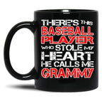 There'S This Baseball Player Who Stole My Heart He Calls Me Grammy Black Gift Coffee Mug