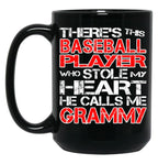 There'S This Baseball Player Who Stole My Heart He Calls Me Grammy Black Gift Coffee Mug