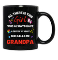 There'S This Girl Who Has A Piece Of My Heart She Calls Me Grandpa Autism Awarenesss Black Gift Coffee Mug - Black